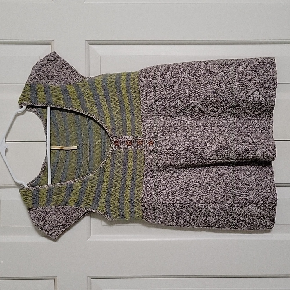 Free People women's wool blend gray green cap sleeve sweater sz S Babydoll